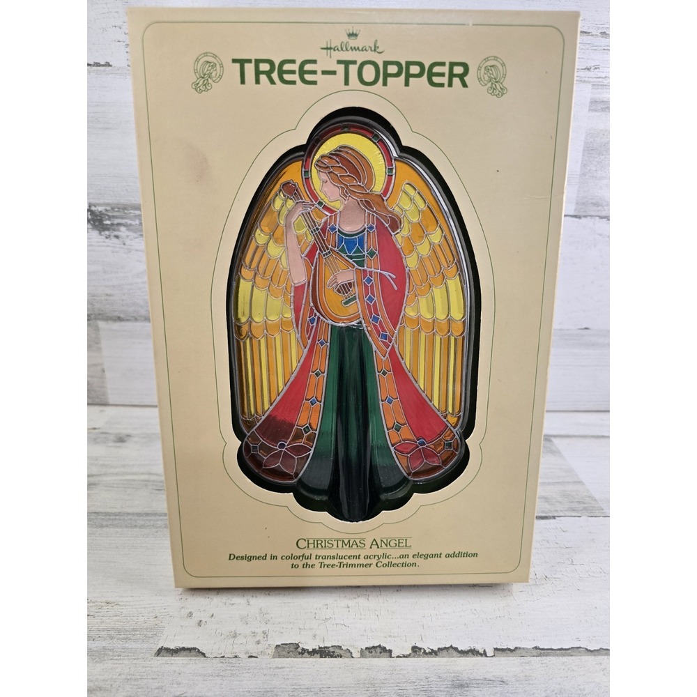 Vintage 1979 Hallmark Christmas Angel Tree Topper Stained Glass Look QX703-7